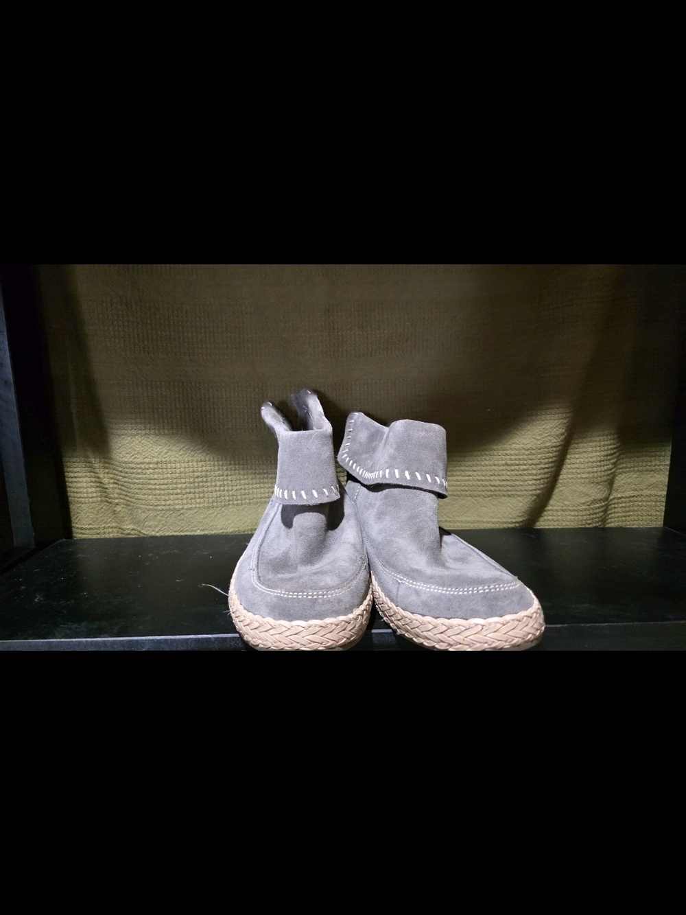 UGG Gray Suede Ankle Booties with Braided Sole